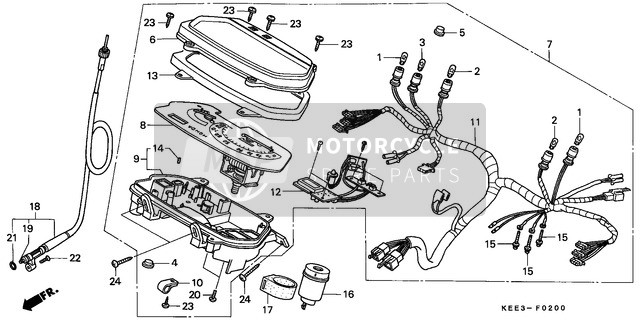 Honda SJ100 1999 Snelheidsmeter voor een 1999 Honda SJ100